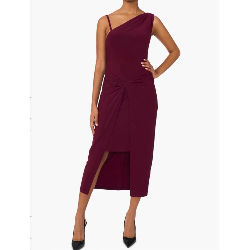 NWT Halogen One-Shoulder Twist-Front Midi Dress